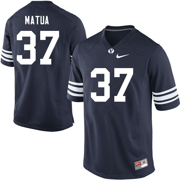 Men #37 Isaac Matua BYU Cougars College Football Jerseys Sale-Navy